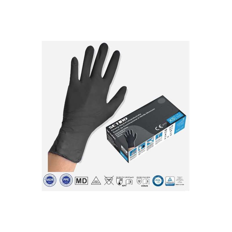 Γάντια νιτριλίου ενισχυμένα medium μαύρα